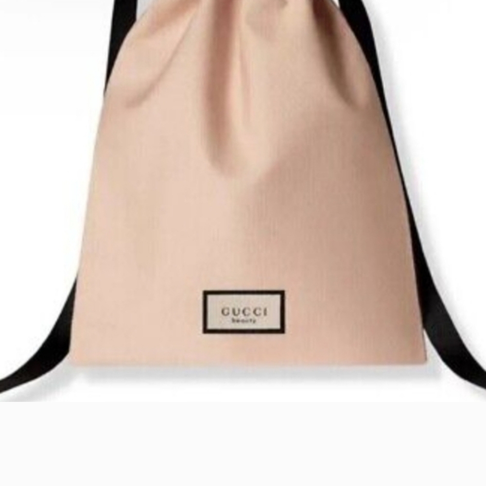 Gucci Pink Drawstring Cosmetic Pouch with Black Accents